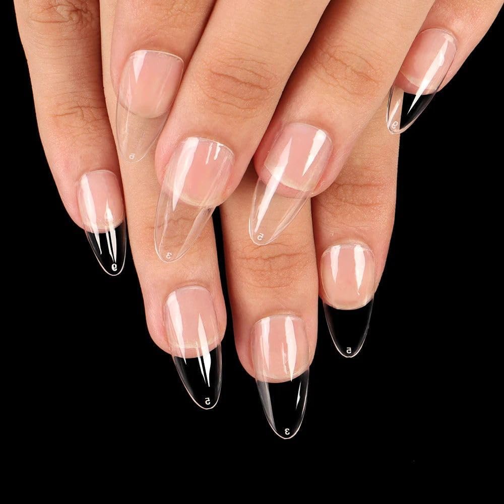 Clear oval press-on nails with transparent finish