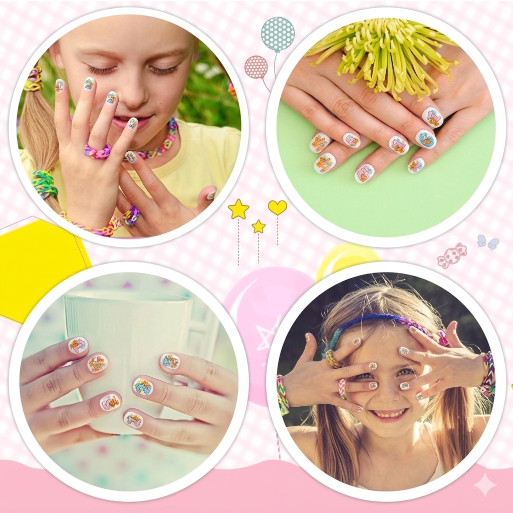 3D alphabet nails displayed on hand