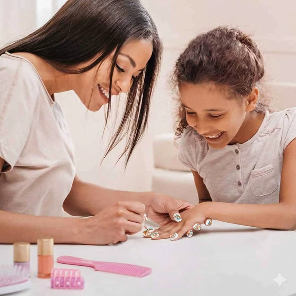 Alphabet nails packaging and full set layout