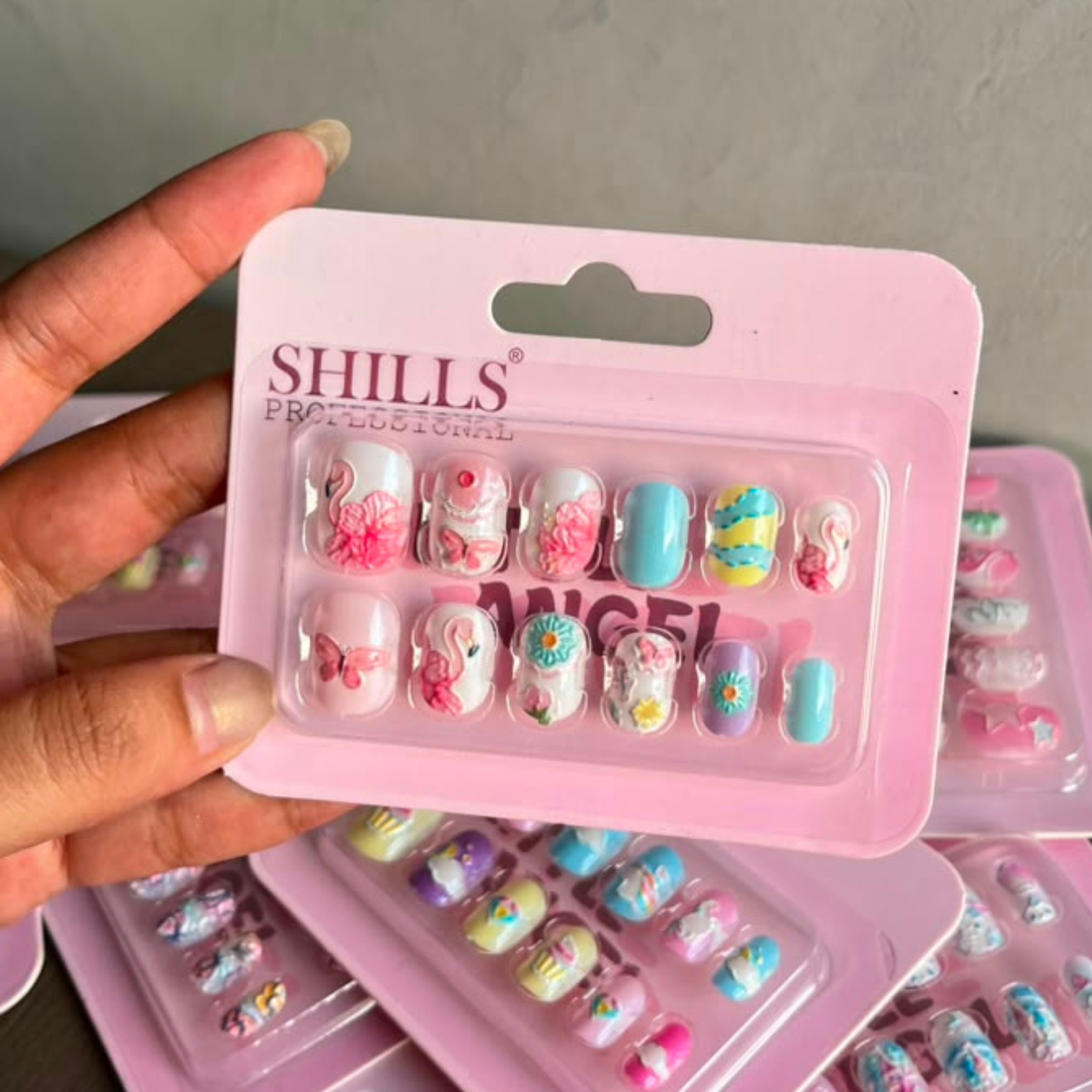 3D flamingo nails in full set