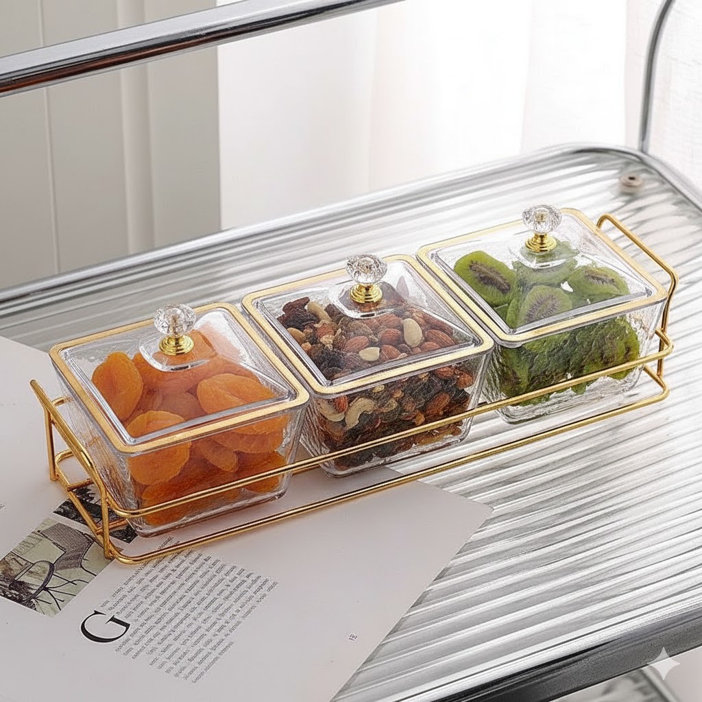 Candy tray top view showing divided sections