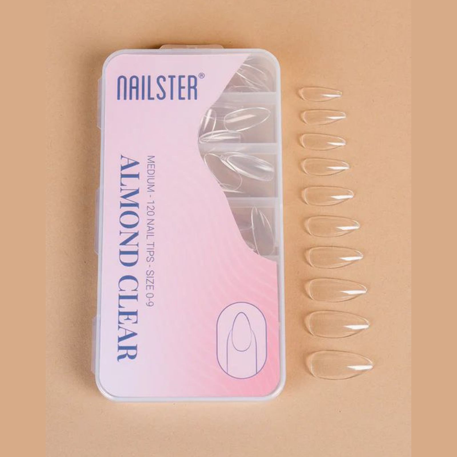 Clear oval nails full set in packaging