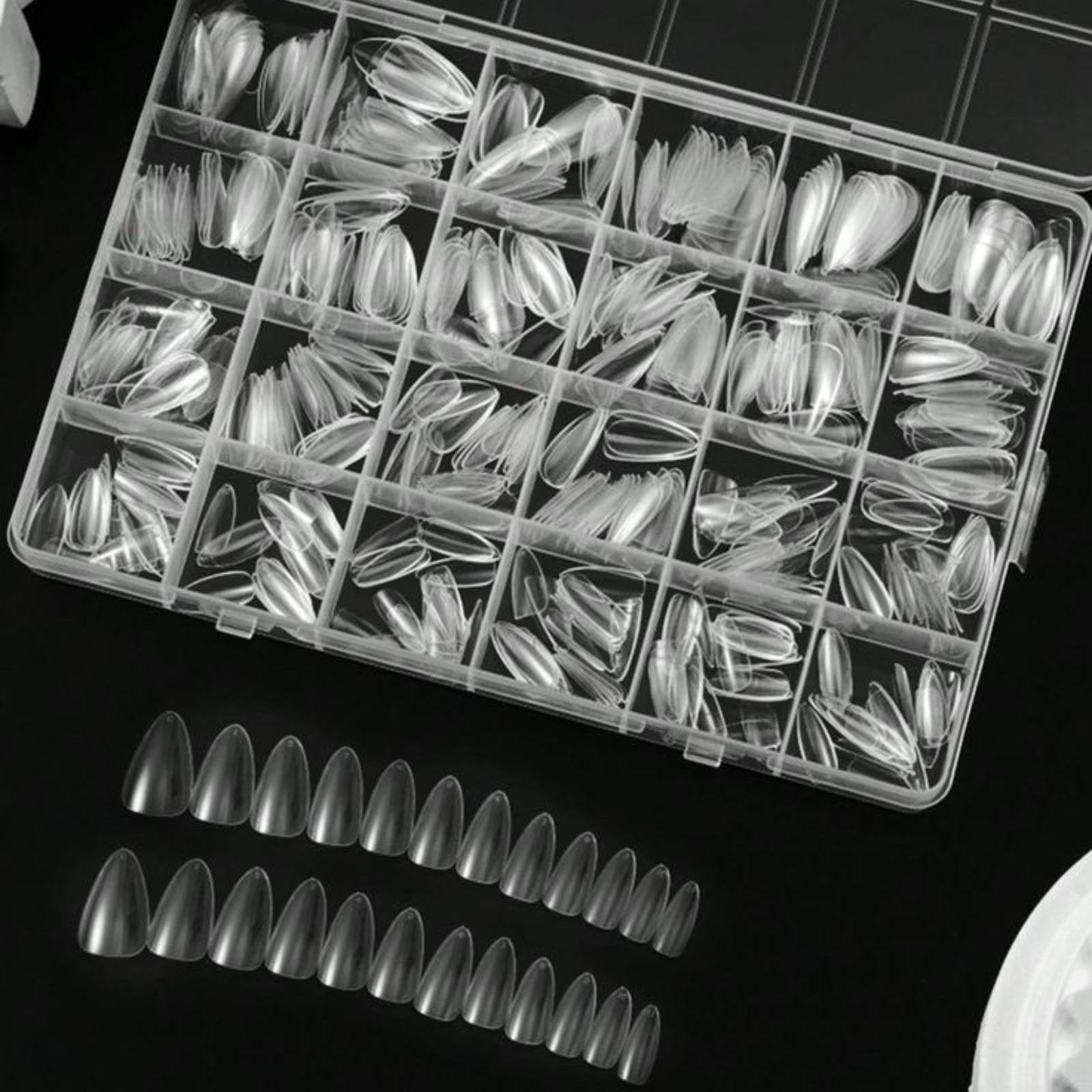 Clear oval nails showing smooth rounded edges